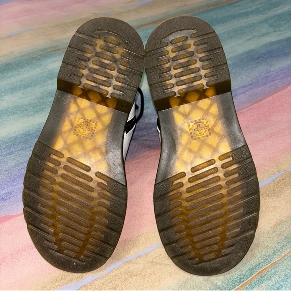 DR DOC MARTENS 1460 COMBAT BOOTS WHITE LEATHER LACE UP women’s size 5 - Picture 6 of 8